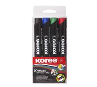 Marqueur permanent Kores "K MARKER" pointe ogive étui de 4 pièces