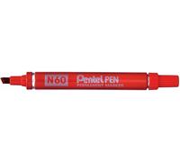 Marqueur Permanent Rouge Pentel N60 Pointe Biseautée - Pack De 12