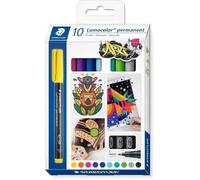 Staedtler Feutres permanents Lumocolor 318 Pointe fine 0,6 mm Indélébile Étui 10 assortis