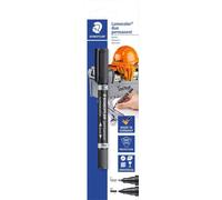 Staedtler Lumocolor duo 348-9 BK-1 Marqueur double permanent 348 pour étiqueter des outils grands et petits et des boîtes à outils, étanche, résistant à la lumière, noir, 2 pointes F+M