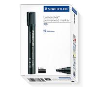 Marqueur Permanent Staedtler Lumocolor 350-9 Pointe Biseautée Noire Boîte De 10