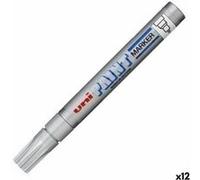 Uniball Uni Paint PX20/AR Marqueur peinture à huile Pointe moyenne ogive Encre à pigmentation Argent Lot de 12