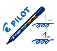 Marqueur pilot 400 permanent pointe biseautée large séchage instantané coloris bleu