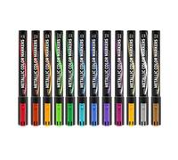 Marqueur pinceau métallique à pointe fine pour peinture sur roche, verre céramique, 12 couleurs, stylo de peinture acrylique pour peinture sur roche