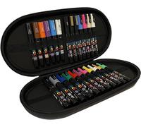 Posca Lot de 24 marqueurs permanents à base d'eau avec étui de voyage de qualité supérieure pour arts et travaux manuels. Utilisation multi-surfaces sur bois, métal, papier, carton, verre, tissu et