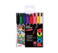 Marqueur posca pointe calibrée extra-fine coloris métallisés blanc noir or argent bleu vert rouge et rose 8 unités