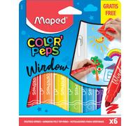 Marqueur pour fenêtres Maped couleurs assorties étui carton 6 pièces