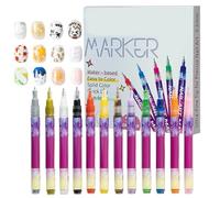 Marqueur pour ongles - Stylo étanche 12 couleurs, pinceau à pointiller et à lignes - Pour femmes et filles débutantes à la maison, au salon, en voyage, séance photo, mariage, rendez-vous galant