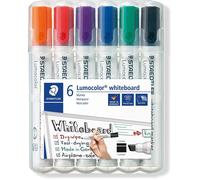 Marqueur pour tableau blanc - STAEDTLER - Lumocolor 351B - Étui de 6 - Pointe biseautée - Largeur de tracé 2,0 à 5,0 mm