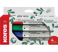 Marqueur pour tableaux blancs et paperboards Kores "ECO XW2" étui de 4 pièces