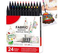 Marqueur pour tissu | 12/24 couleurs marqueurs textiles pour vêtements | Crayons de peinture lavables aquarelle pour la maison et l'extérieur, le linge, les chaussures, la céramique, les graffitis