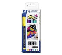 Marqueur staedtler permanent dry safe lumocolor 317 pointe moyenne 1mm coloris assrotis etui de 6 feutres
