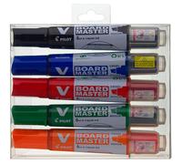 PILOT - Pochette de 5 V-Board Master - Marqueurs tableau blanc effaçables - Rechargeables - À encre liquide aux couleurs intenses - Begreen - Noir, bleu, rouge, vert, orange - Pointe biseautée 6,0 mm