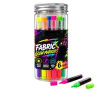 Marqueur Textile - Lot De 6 Feutres Fluorescents UV, Écriture Créative, Séc | Marqueur Textile - Feutres Pratiques Pour Projets Créatifs | 6 Couleurs Fluorescentes, Encre UV, Pointe Précise, Séchage