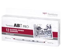 Marqueur Tombow à l'alcool ABT PRO Dual Brush 12P-3 Gris (12)