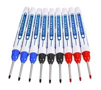 Marqueur Trou Profond, Marqueur Charpentier, Feutre de Trou Profond à Pointe Longue de 30 mm, 9pcs Stylo Marquage Chantier pour Bricolage Metal Electricien Carrelage (Bleu Noir Blanc Rouge Vert)