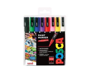 Marqueur Uni-Ball Posca PC3M pointe ogive 0,9 à 1,3 mm couleurs assorties - Etui de 8