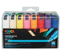 POSCA Marqueurs PC8K – Set de 16 – Pointe large biseautée indélébile – Multicolore