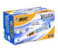 Bic - Velleda - Marqueur Effaçable À Sec Pour Tableau Blanc - Pointe Ogive - Encre À Base D'alcool Bleu - Lot De 12