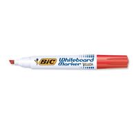 Bic - Velleda - Marqueur Effaçable À Sec Pour Tableau Blanc - Pointe Biseau - Encre À Base D'alcool Rouge - Lot De 12