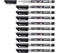 Marqueur Write-4-All-Lot X 10 Marqueurs Toutes Surfaces Lisses-Noir (Encre Permanente/Pointe Médium 1 Mm).[Y533]