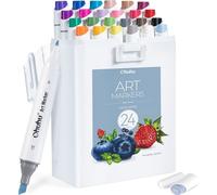 Marqueurs à alcool double face Fine & Slim Broad OHUHU, 24pcs basic + blender