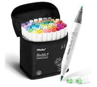 Marqueurs à alcool double pointe - Ohuhu - 48 couleurs - Pointe pinceau et fine - Encre à séchage rapide
