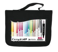 Marqueurs à alcool - GRAPH'IT - Trousse de 24 - 2 pointes japonaises - Indélébile