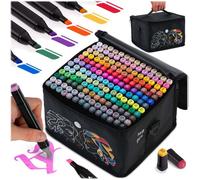 Nukido Lot de 168 marqueurs à alcool avec pochette double face étanches