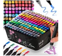 Nukido Lot de 168 marqueurs à alcool avec pochette double face étanches