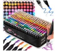 Nukido Lot de 262 marqueurs à alcool avec pochette double face étanche