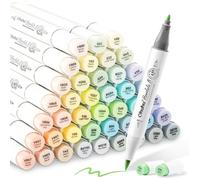 Marqueurs à alcool pastel - Ohuhu - 48 couleurs - Double pointe - Pointe fine et pinceau - Rechargeable