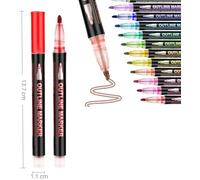 Marqueurs À Contour, Cadeaux Pour Enfants, Marqueurs Artistiques À Double Pointe 8/12/24/36/48 Couleurs, Stylos À Dessin Pour La Peinture De Noël, Stylos Métalliques Pour Scrapbooking (48 pièces)
