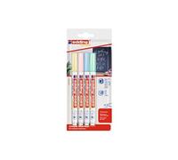 edding Marqueur craie 4085 – 4 couleurs pastel: bleu, jaune, vert, rose – pointes 1 mm/2 mm