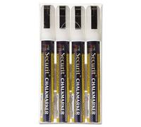 Marqueurs à craie liquide, Burin, Blanc, 4/Lot