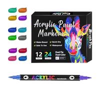 Marqueurs à double extrémité - Stylos d'art à pointe acrylique, ensemble de marqueurs de coloriage, outils de croquis d'artiste, marqueurs double face avec encre lisse pour projets d'art pour adultes