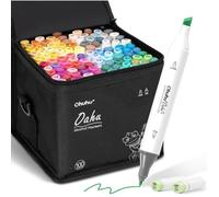 Marqueurs à double pointe - Ohuhu - 100 couleurs - Burin et pointe fine - 1 unité (Lot de 100) - Encre durable
