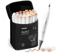 Marqueurs à double pointe - Ohuhu - 24+1 couleurs chair - Pointe pinceau et biseau - Encre à base d'alcool