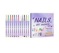 Marqueurs à ongles - 1,07 x 13,3 cm, 12 pièces professionnelles à séchage rapide, stylos de dessin avec design d'ongles en gel pour, peinture à points, graphiti, filles, adolescents et adultes