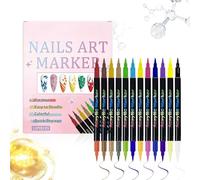 Marqueurs à Ongles 12 Couleurs Double Pointe pour Art de l'Ongle