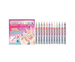 Marqueurs à Ongles | 12 Couleurs Marqueurs d'Art d'Ongle Faites-le Vous-Même Outils | Stylos à Dessin pour Ongles,Pour Les Femmes Les Filles L Amie La Fille Les Fêtes De Noël Et D