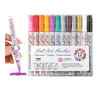 Marqueurs à ongles - 12 couleurs - Marqueurs de pointillage pour ongles | Pour la maison, le salon décontracté, les voyages, la manucure, les fêtes, les festivals, les mariages formels