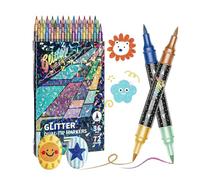 Marqueurs à paillettes pour - Ensemble d'encre à base d'eau à double pointe, stylos de couleur scintillants pour travaux manuels - Fournitures artistiques pour scrapbooking, cartes de vœux, ma
