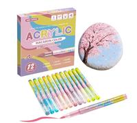Marqueurs à Peinture Acrylique - 12 Couleurs À Séchage Rapide Pointe Fine - Stylos de Coloration d Art à Base d Eau | pour Adultes Tissu Verre Céramique Bois Toile Pierre Métal Graffiti Papier