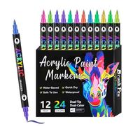 Marqueurs à Peinture Acrylique - Ensemble de Stylos à Double Pointe pour Peinture sur Roche | Marqueurs Permanents Résistants à la Décoloration, Fournitures pour Artistes pour Papier, Verre, Bois, Toi