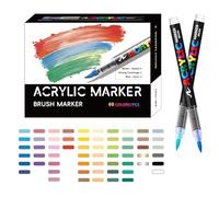 Marqueurs À Peinture Acrylique - Marqueurs À Pinceau Souple pour Coloriage et Art,Ensemble D'Accessoires Artistiques Résistants À La Décoloration Pour Céramique Pierre Verre Bois Toile