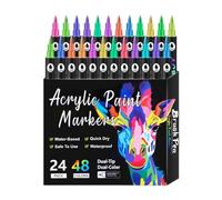 Marqueurs à Peinture Acrylique | Marqueurs Double Pointe pour Bois,Fournitures Artistiques Résistantes à la Décoloration, Outils de Dessin à Séchage Rapide pour Calligraphie et