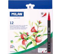 Marqueurs à pinceau MILAN, 12 couleurs dans une boîte en carton