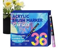 Marqueurs à Pointe Pinceau Acrylique,Fournitures d'Écriture Douces Multi-Couleurs,Kit de Marqueurs Peinture Acrylique - Pour Adultes Fête École Bureau Déco Loisirs Créatifs Anniversaire Noël Cadeaux R