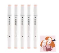 Marqueurs à pour les Couleurs de Peau, Pinceau et Ciseau Marqueur Artistique, Feutre a Alcool, Feutres Coloriage Adulte, Feutres a Alcool Art Croquis Stylos Marker, pour les Tons de Peau, 6 Couleurs